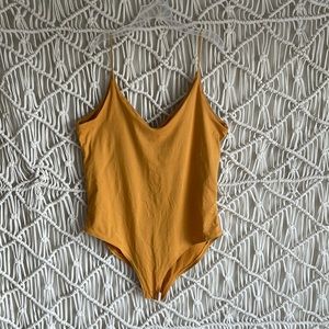 Mustard Yellow/Gold Thin Strap Bodysuit